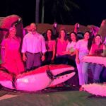 Caranguejo iluminado de rosa na Orla de Atalaia