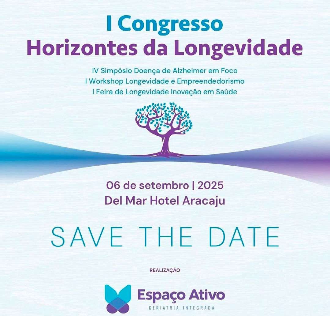 Arte de divulgação do I Congresso Horizontes da Longevidade, em 6 de setembro de 2025, no Del Mar Hotel