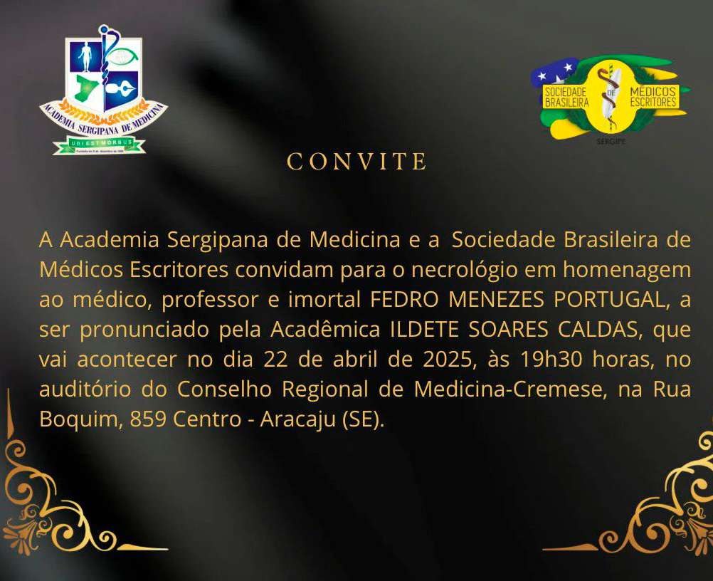 Convite para necrológio em homenagem ao Dr. Fedro Menezes Portugal