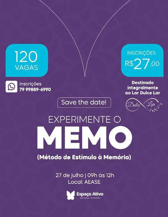 Cartaz do evento Memo, Método de Estímulo à Memória, em Aracaju